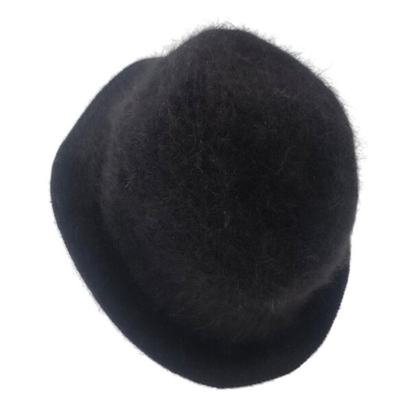 Vintage Black Rabbit hair Wool Fluffy Bucket Hat - Picture 5 of 8